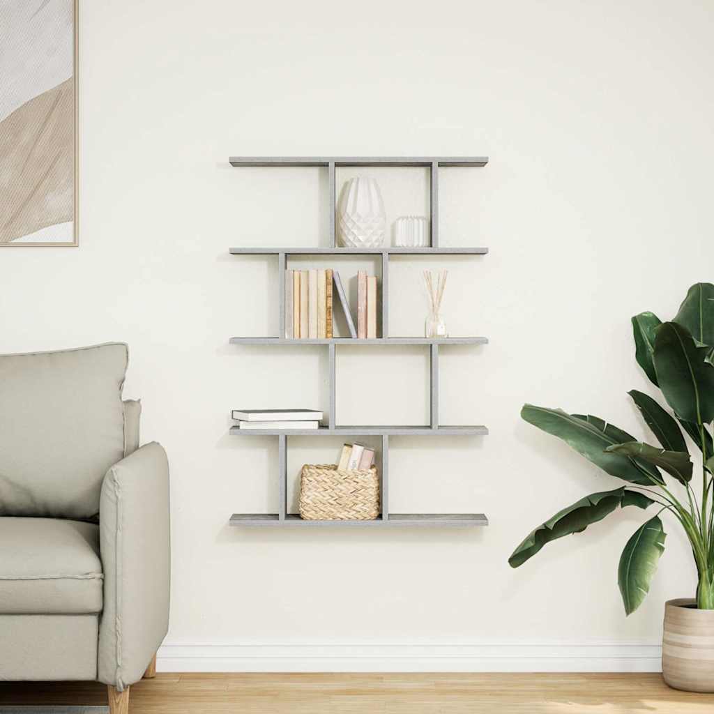 vidaXL Wall Cube Shelf 12 Compartments Concrete Grey Engineered Wood 3