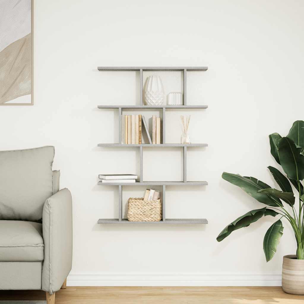 vidaXL Wall Cube Shelf 12 Compartments Grey Sonoma Engineered Wood 3