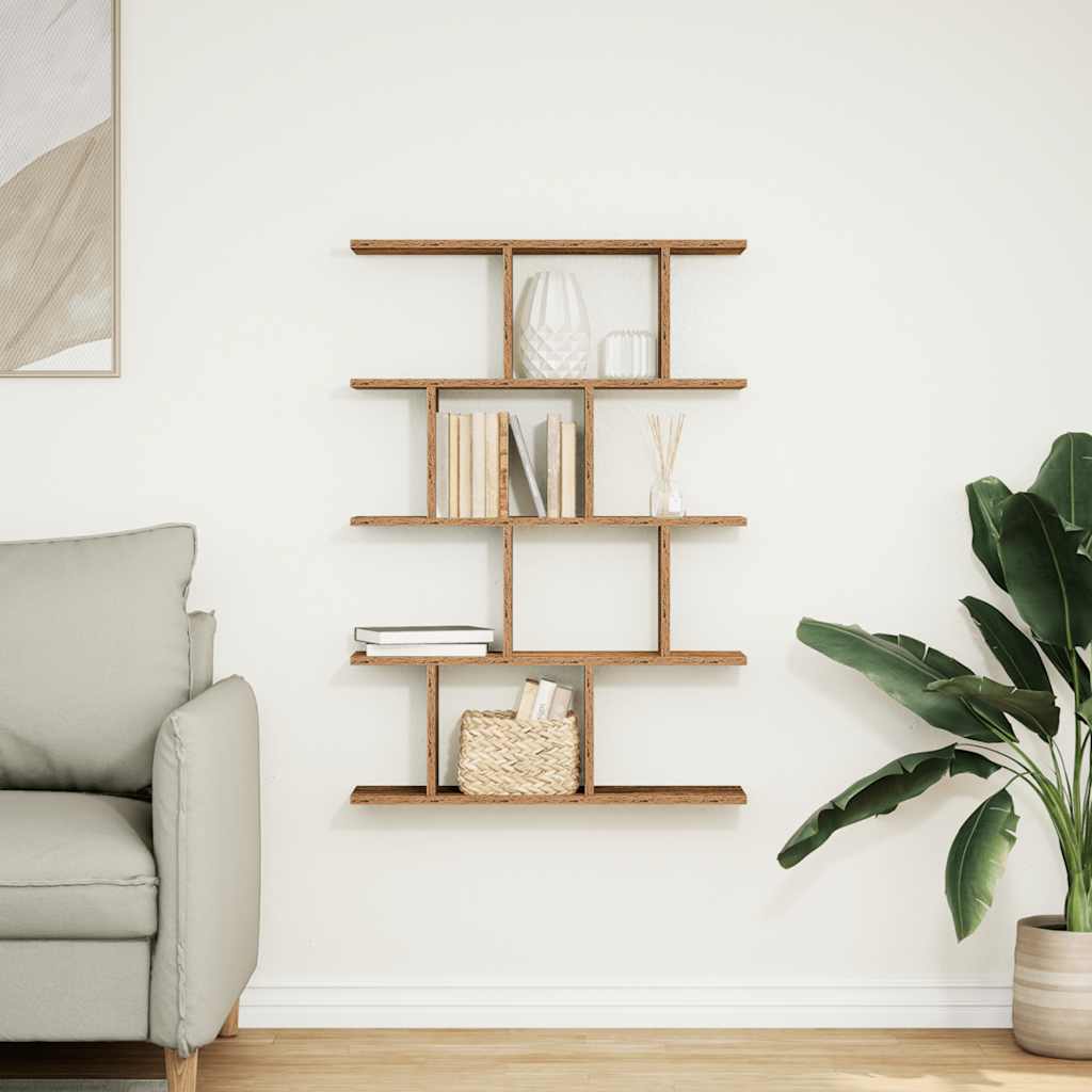vidaXL Wall Cube Shelf 12 Compartments Old Wood Engineered Wood 3