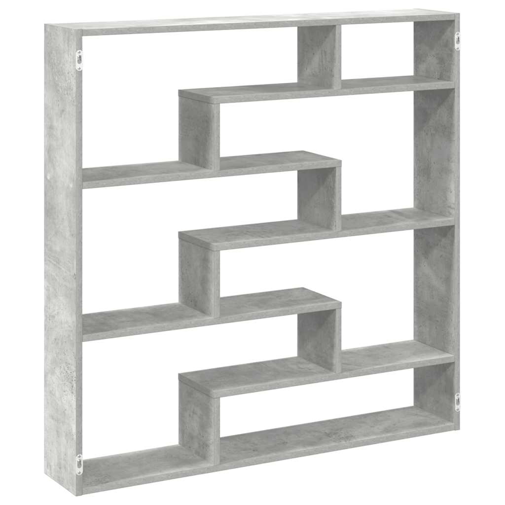 vidaXL Wall Cube Shelf 7 Compartments Concrete Grey Engineered Wood 2