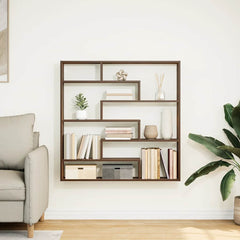 vidaXL Wall Cube Shelf 7 Compartments Smoked Oak Engineered Wood 3