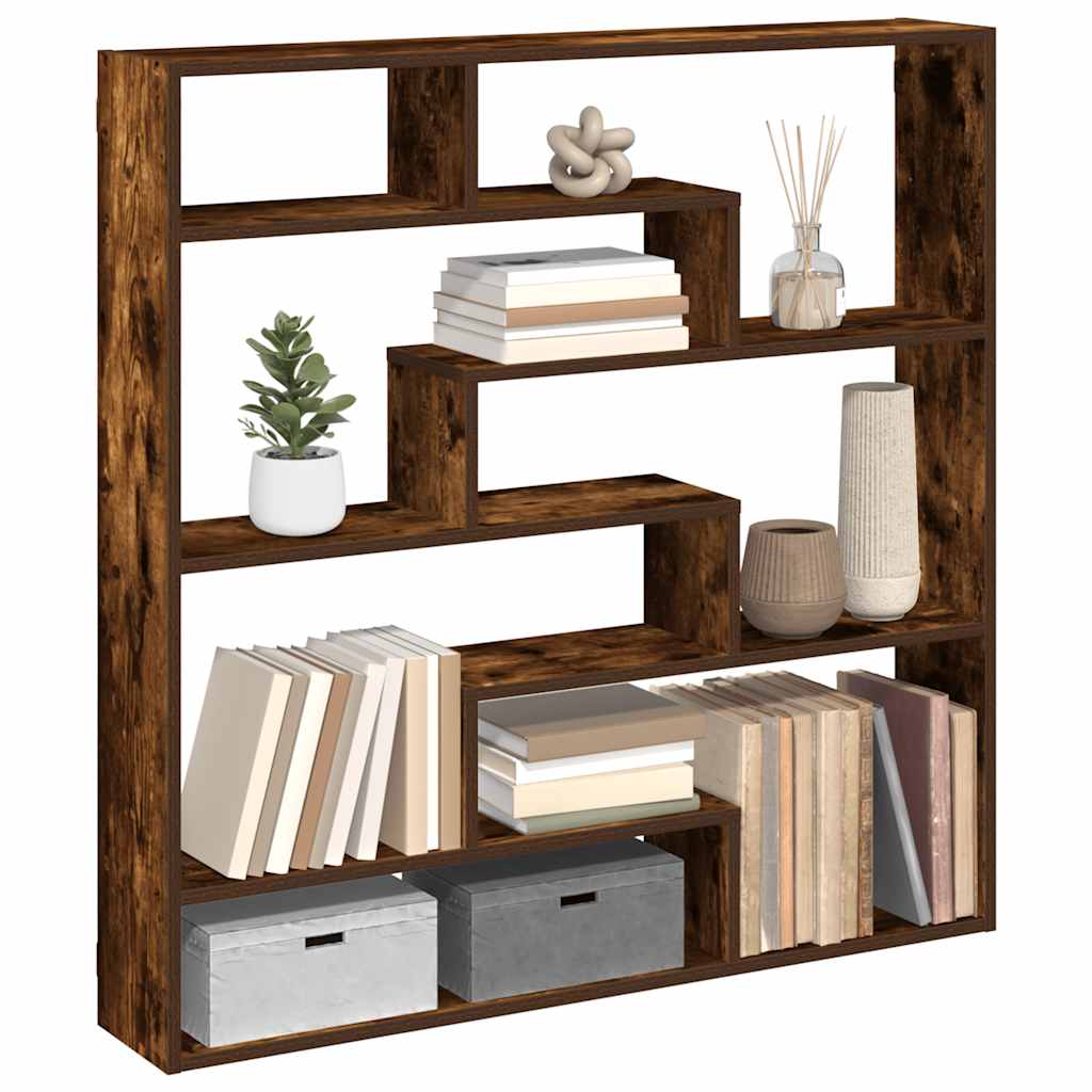 vidaXL Wall Cube Shelf 7 Compartments Smoked Oak Engineered Wood 1