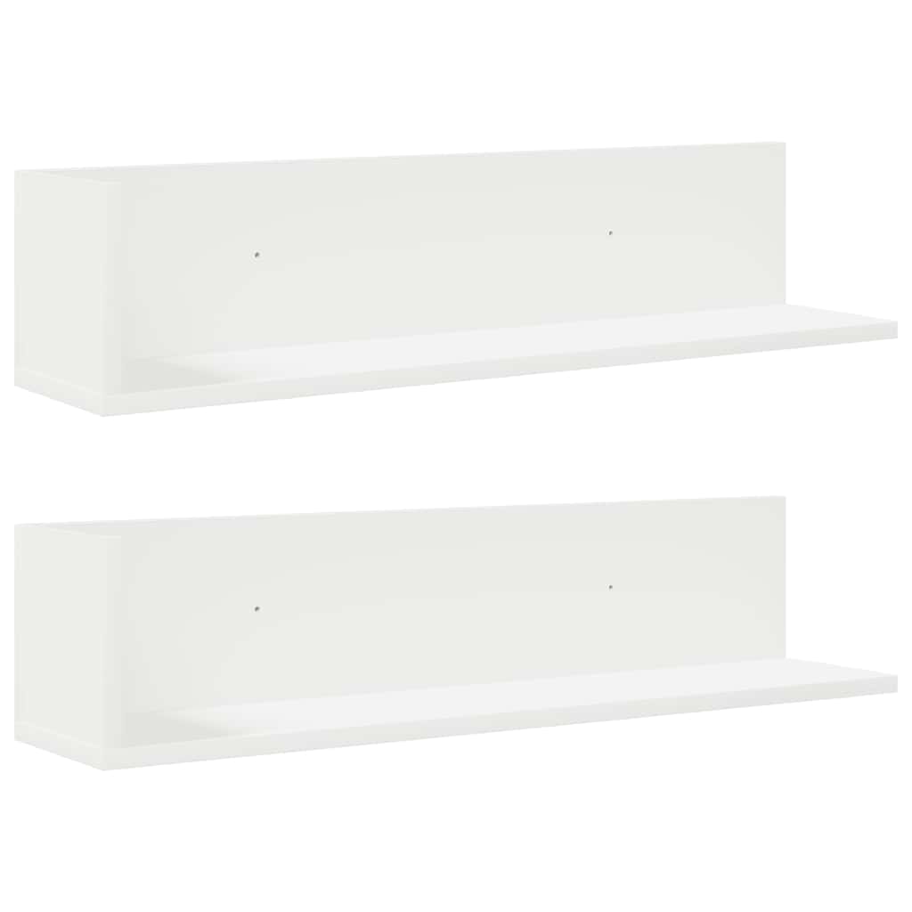 vidaXL Wall Shelves 2 pcs White 75x16.5x16.5 cm Engineered Wood 2
