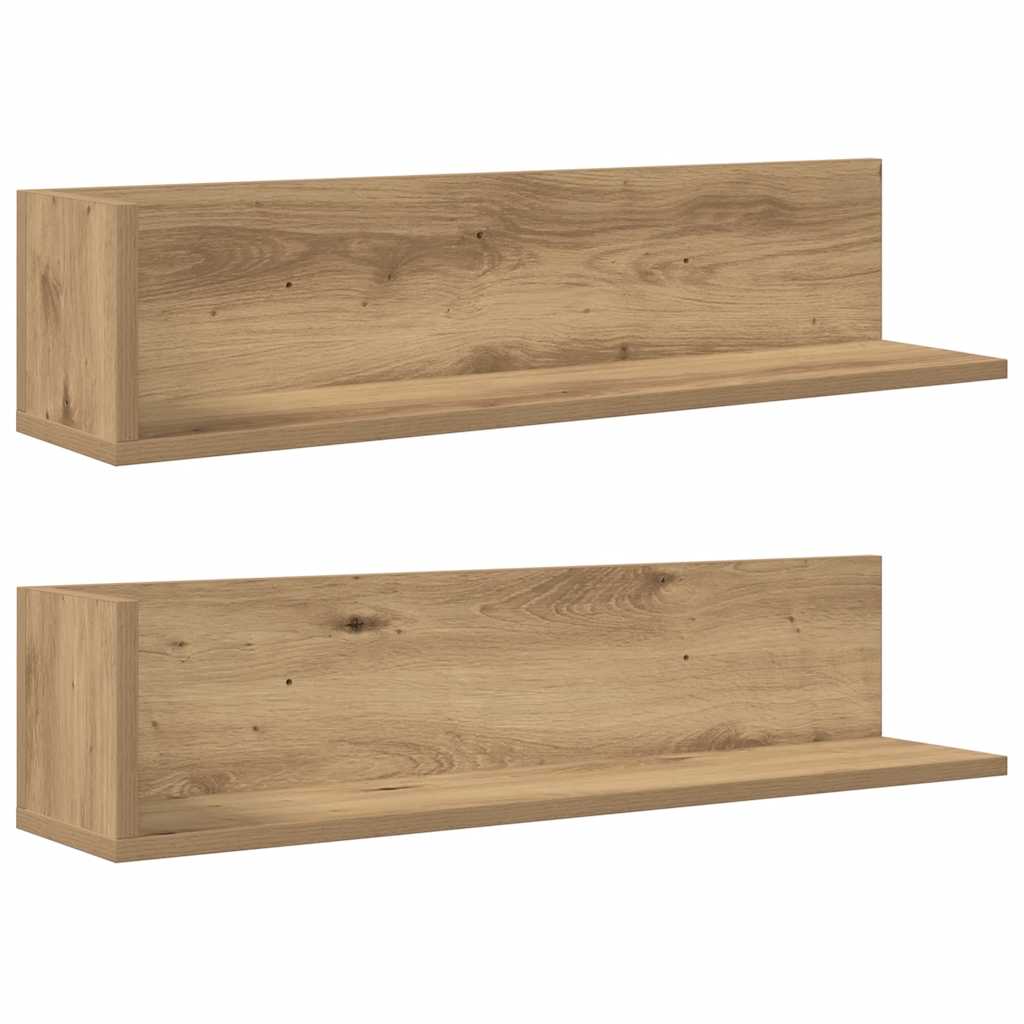 vidaXL Wall Shelves 2 pcs Artisan Oak 75x16.5x16.5 cm Engineered Wood 2