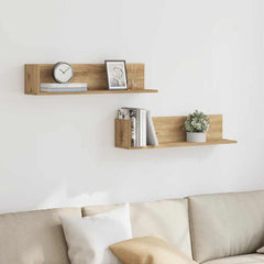 vidaXL Wall Shelves 2 pcs Artisan Oak 75x16.5x16.5 cm Engineered Wood 3