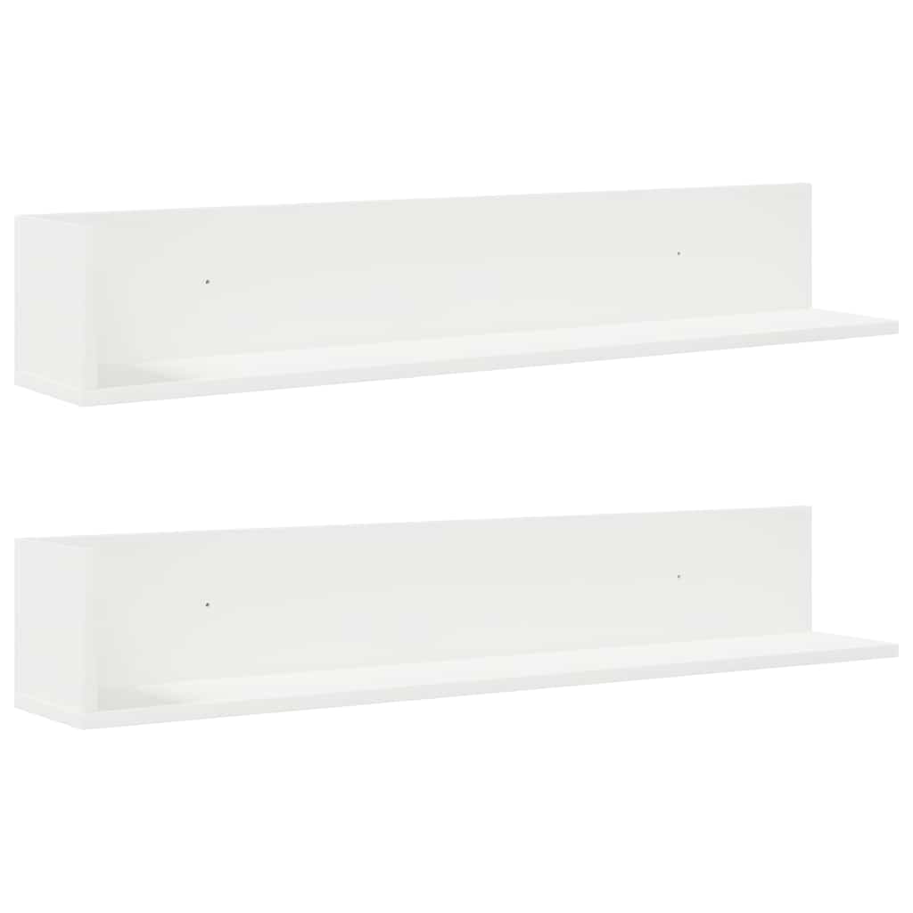vidaXL Wall Shelves 2 pcs White 100x16.5x16.5 cm Engineered Wood 2