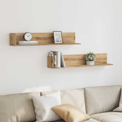 vidaXL Wall Shelves 2 pcs Artisan Oak 100x16.5x16.5 cm Engineered Wood 3