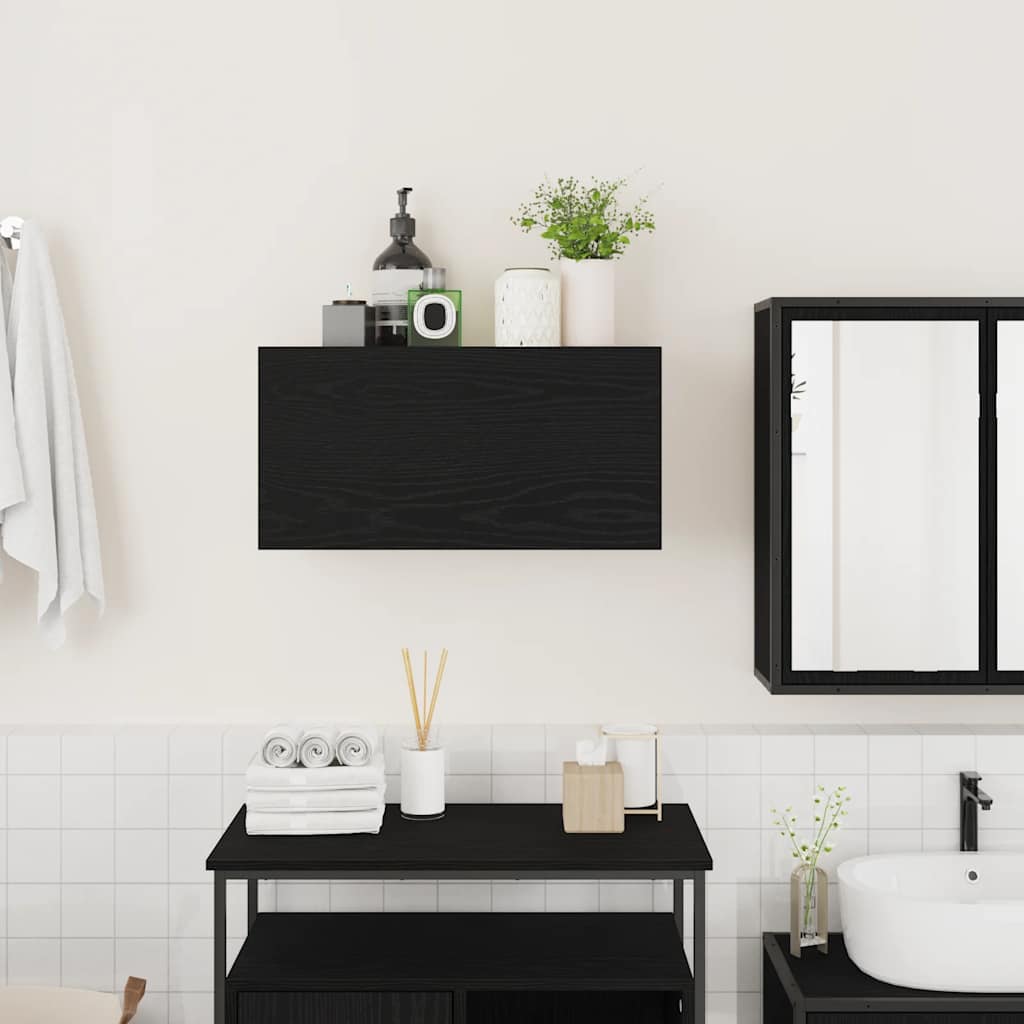 vidaXL Bathroom Wall Cabinet Black 60x25x30 cm Engineered Wood 3