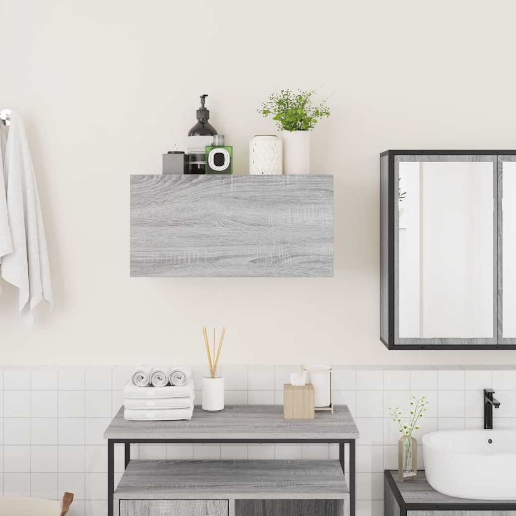 vidaXL Bathroom Wall Cabinet Grey Sonoma 60x25x30 cm Engineered Wood 3