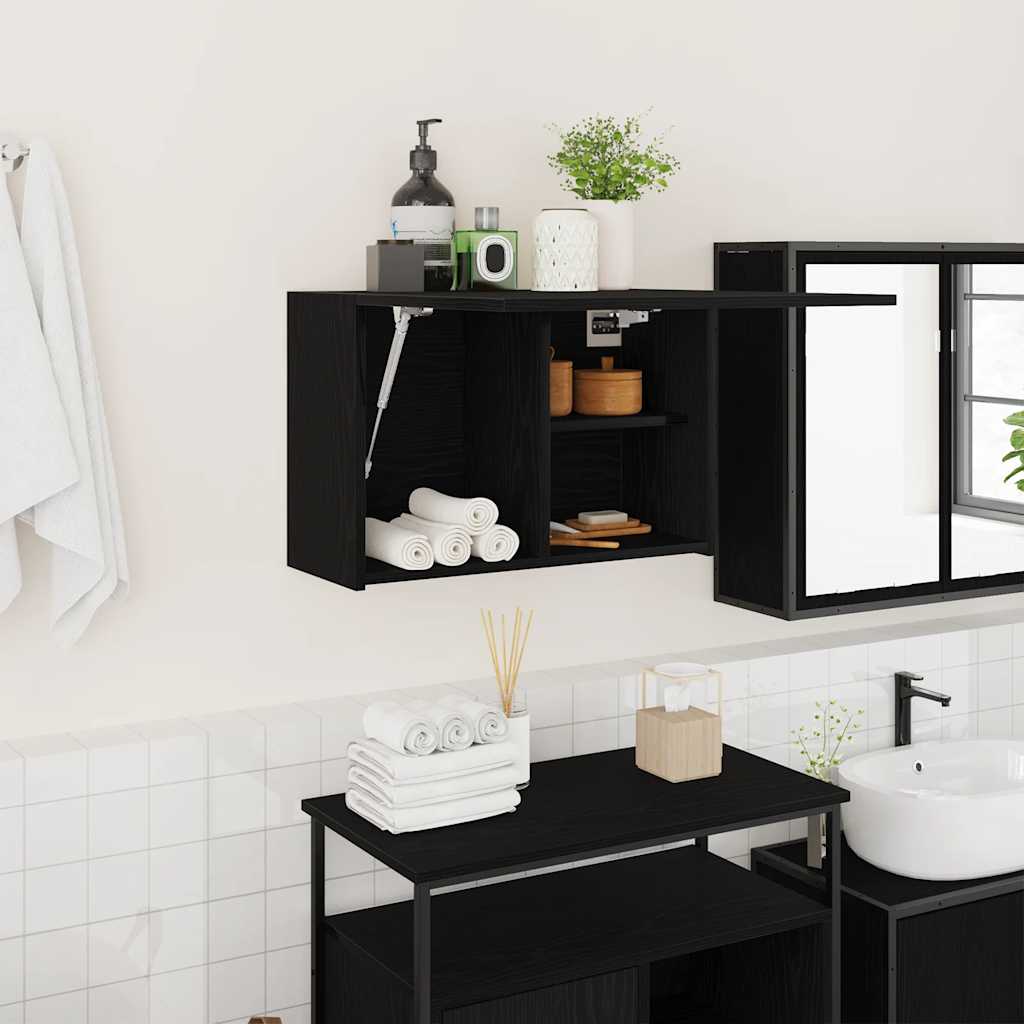 vidaXL Bathroom Wall Cabinet Black 60x25x40 cm Engineered Wood 1