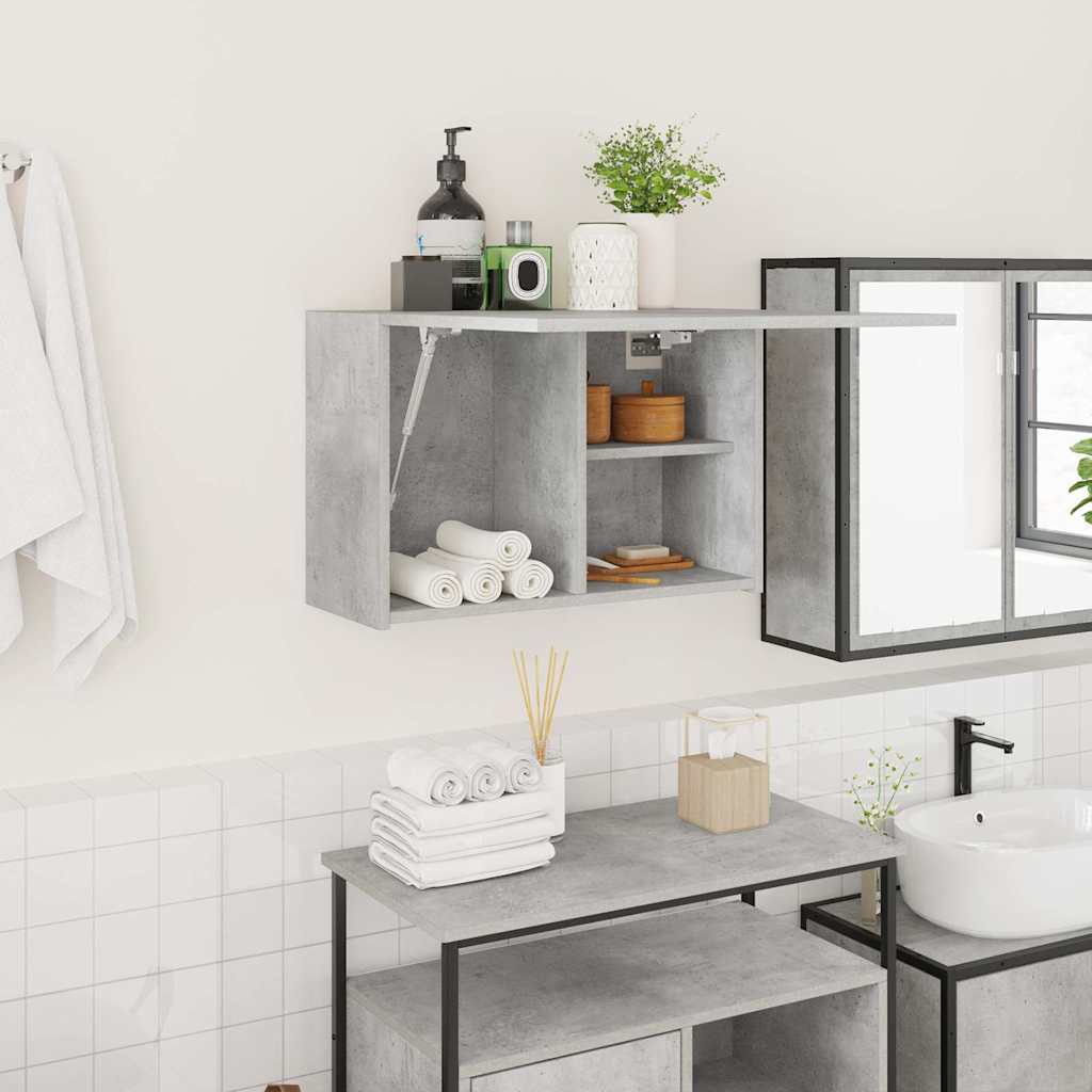 vidaXL Bathroom Wall Cabinet Concrete Grey 60x25x40 cm Engineered Wood 1