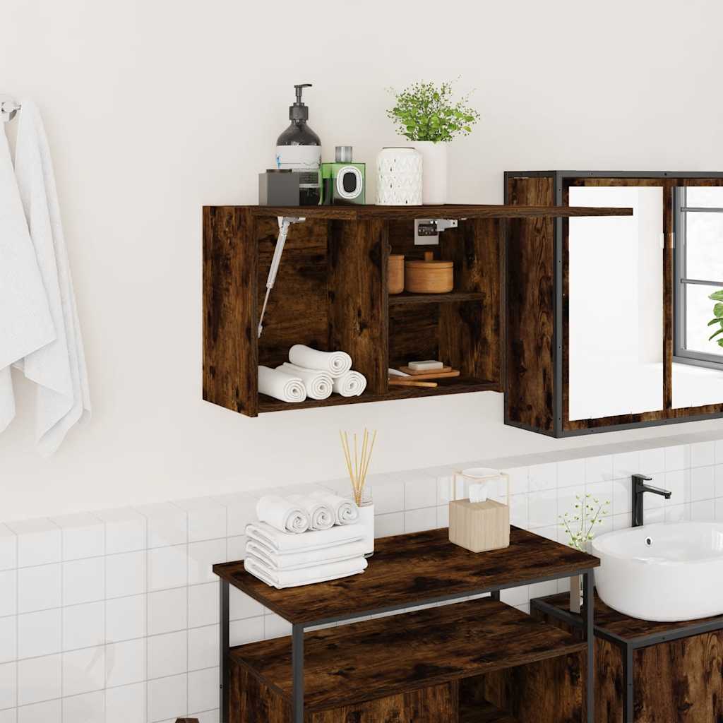 vidaXL Bathroom Wall Cabinet Smoked Oak 60x25x40 cm Engineered Wood 1