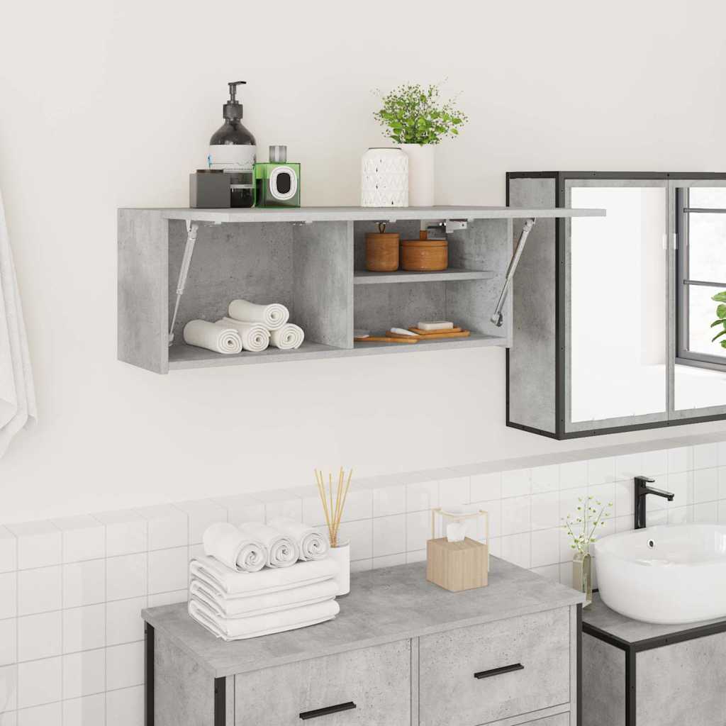 vidaXL Bathroom Wall Cabinet Concrete Grey 80x25x30 cm Engineered Wood 1