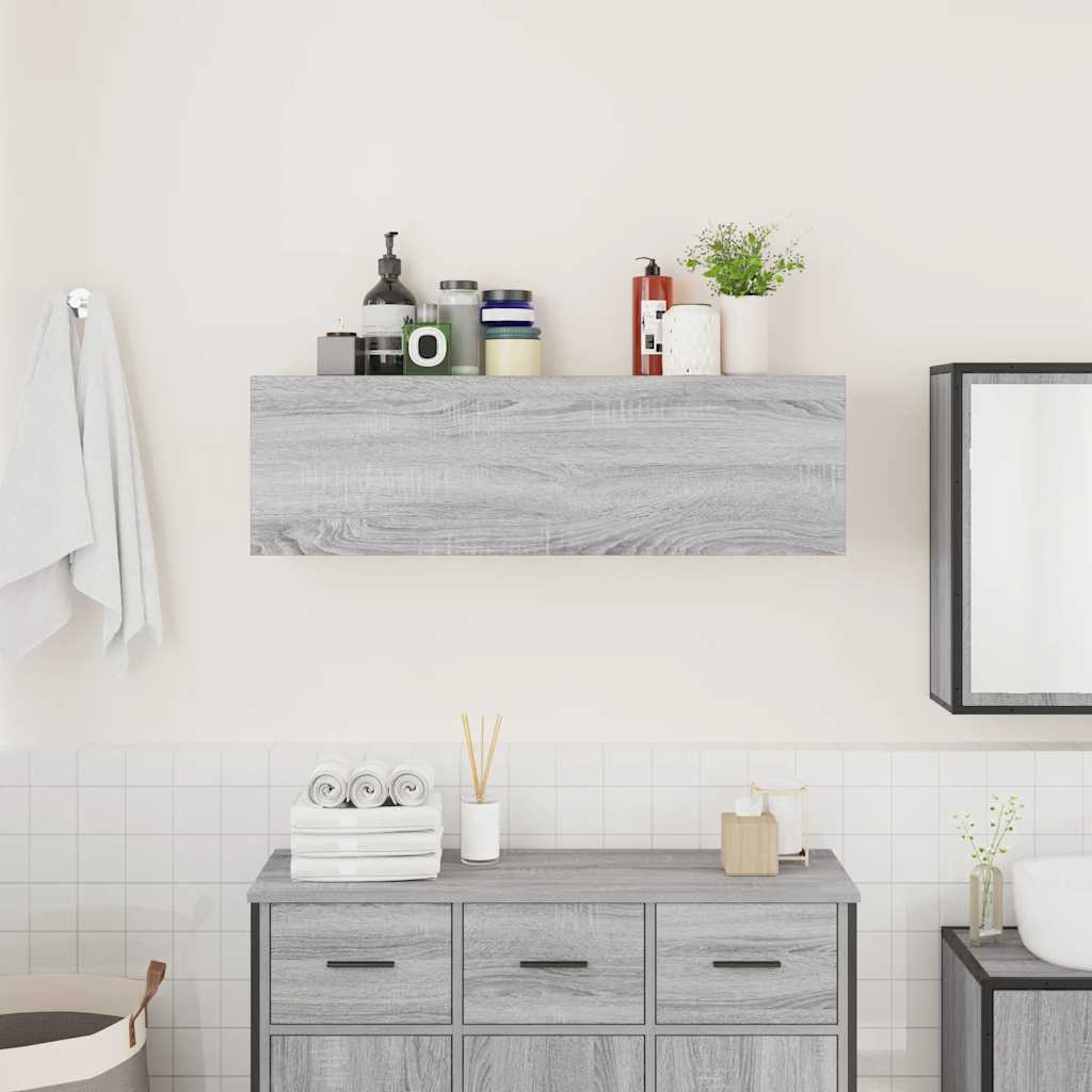 vidaXL Bathroom Wall Cabinet Grey Sonoma 100x25x30 cm Engineered Wood 3