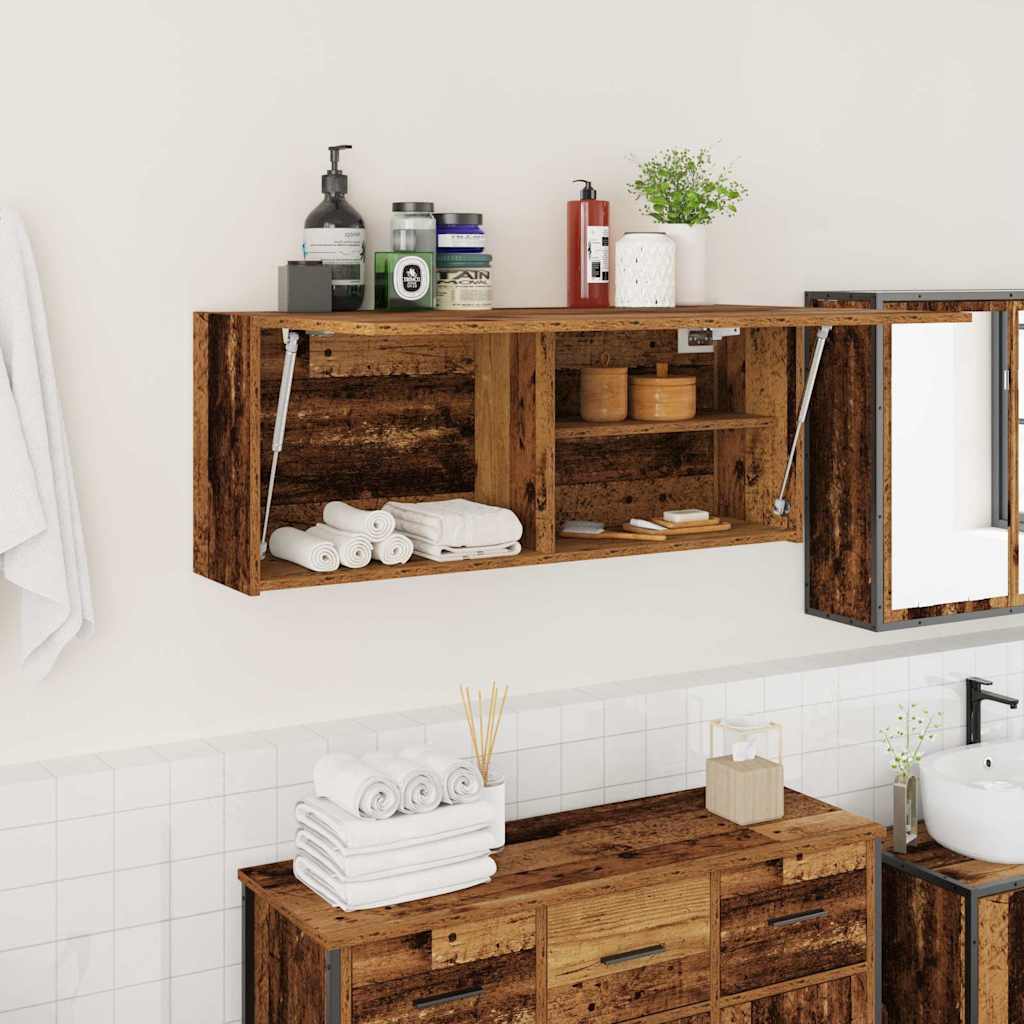 vidaXL Bathroom Wall Cabinet Old Wood 100x25x40 cm Engineered Wood 1