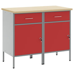 vidaXL Work Cabinet with Drawer 2 pcs Red and Grey 100 x 55 x 85 cm 2