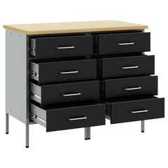 vidaXL Work Cabinet with Drawer 2 pcs Black and Grey 100 x 55 x 85 cm 4