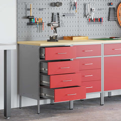 vidaXL Work Cabinet with Drawer 2 pcs Red and Grey 100 x 55 x 85 cm 1