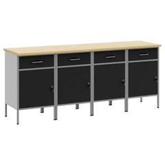 vidaXL Work Cabinet with Drawer 4 pcs Black and Grey 200 x 55 x 85 cm 2