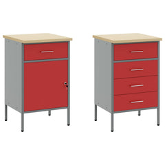 Work Cabinet Set 8 pcs Steel and Engineered Wood Red 100 cm workbench (5 drawers &1 door)