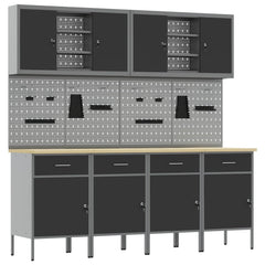 vidaXL Work Cabinet with Drawer 10 pcs Black Engineered Wood and Steel 2