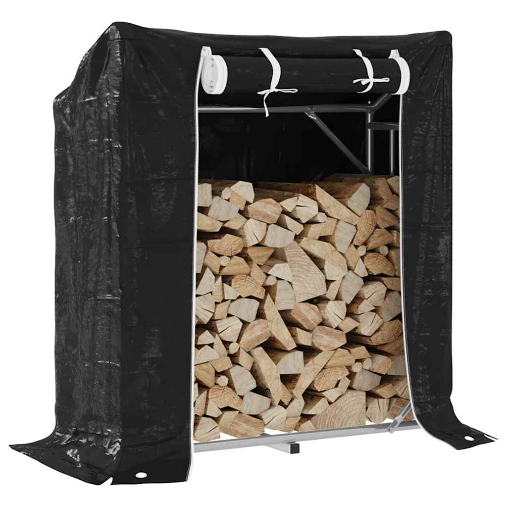 vidaxL Firewood Rack with Rain Cover 100.5x40.5x110.5 cm Galvanised Steel 1
