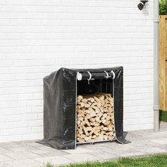 vidaxL Firewood Rack with Rain Cover 101x61x110.5 cm Galvanised Steel 3