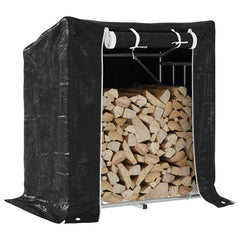 vidaxL Firewood Rack with Rain Cover 101x61x110.5 cm Galvanised Steel 1