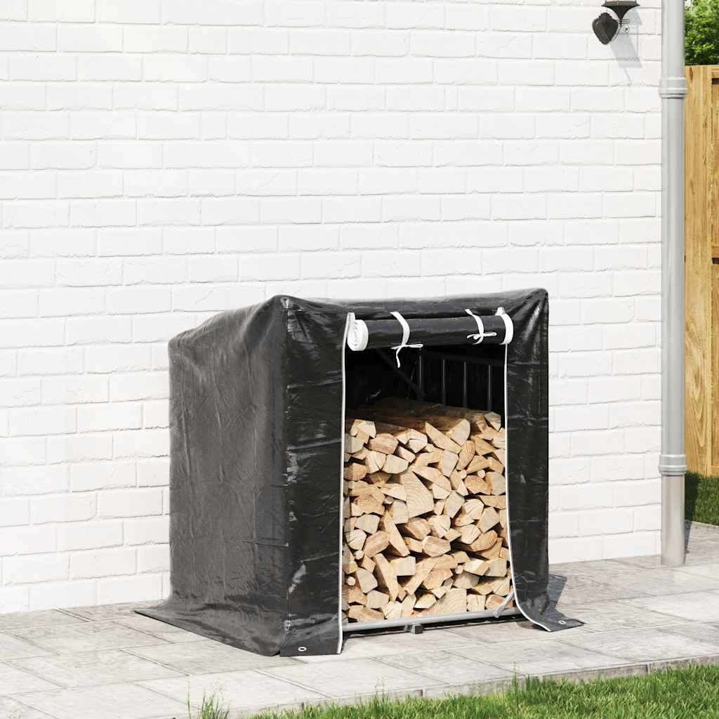 vidaxL Firewood Rack with Rain Cover 100.5x80.5x110.5 cm Galvanised Steel 3