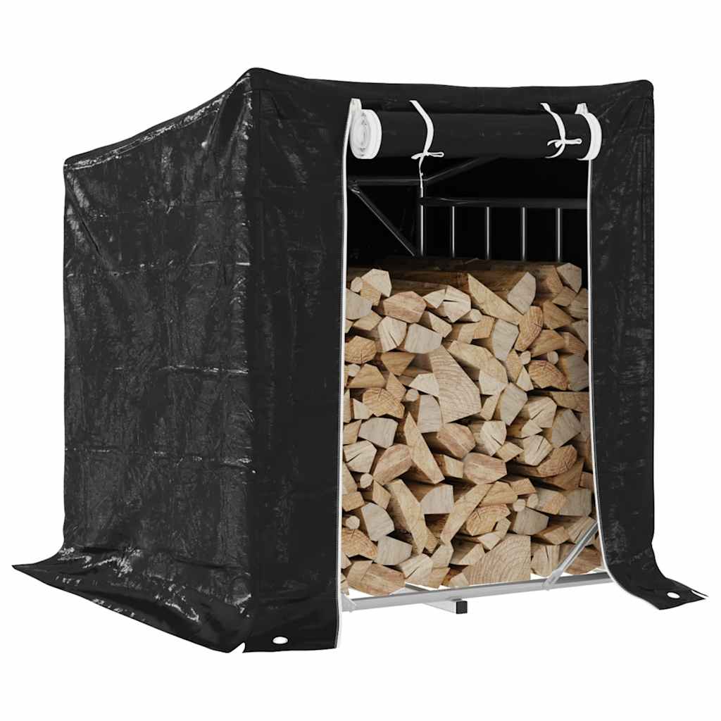vidaxL Firewood Rack with Rain Cover 100.5x80.5x110.5 cm Galvanised Steel 1