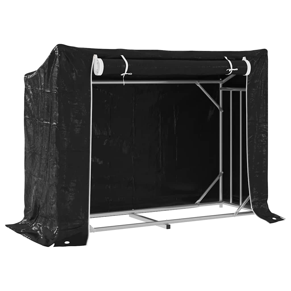 vidaxL Firewood Rack with Rain Cover 151x60.5x110.5 cm Galvanised Steel 2