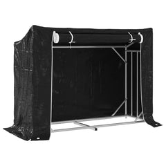 vidaxL Firewood Rack with Rain Cover 151x60.5x110.5 cm Galvanised Steel 2