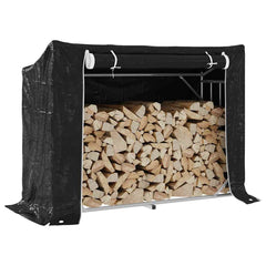 vidaxL Firewood Rack with Rain Cover 151x60.5x110.5 cm Galvanised Steel 1