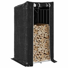 vidaXL Firewood Rack with Rain Cover Galvanised Steel