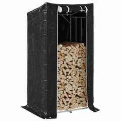 vidaXL Firewood Rack with Rain Cover Galvanised Steel