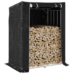 vidaXL Firewood Rack with Rain Cover Galvanised Steel