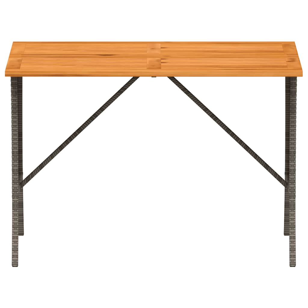 vidaXL Garden Table with Acacia Wood Top Grey 105x75x72 cm Poly Rattan 5