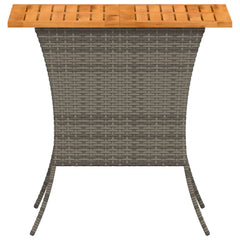 vidaXL Garden Table with Acacia Wood Top Grey 105x75x72 cm Poly Rattan 6