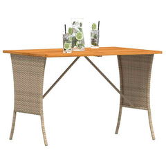 vidaXL Garden Table with Acacia Wood Top Beige 105x75x72 cm Poly Rattan 4