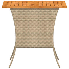 vidaXL Garden Table with Acacia Wood Top Beige 105x75x72 cm Poly Rattan 6