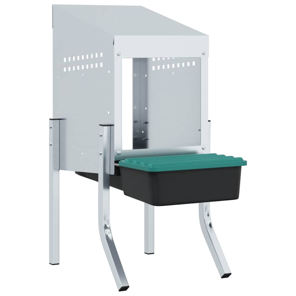 vidaXL Chicken Nesting Box 1 Compartment with Legs Galvanised Steel 2