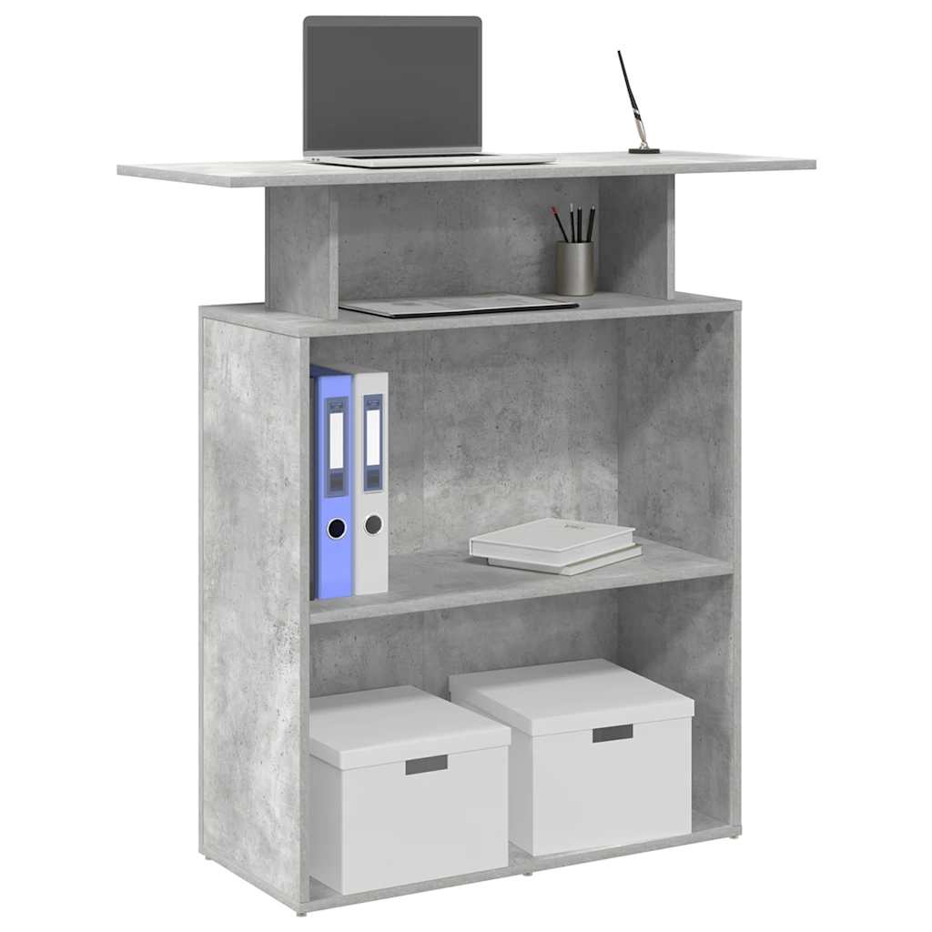 Reception Desk 100x40x104 cm Engineered Wood Concrete grey