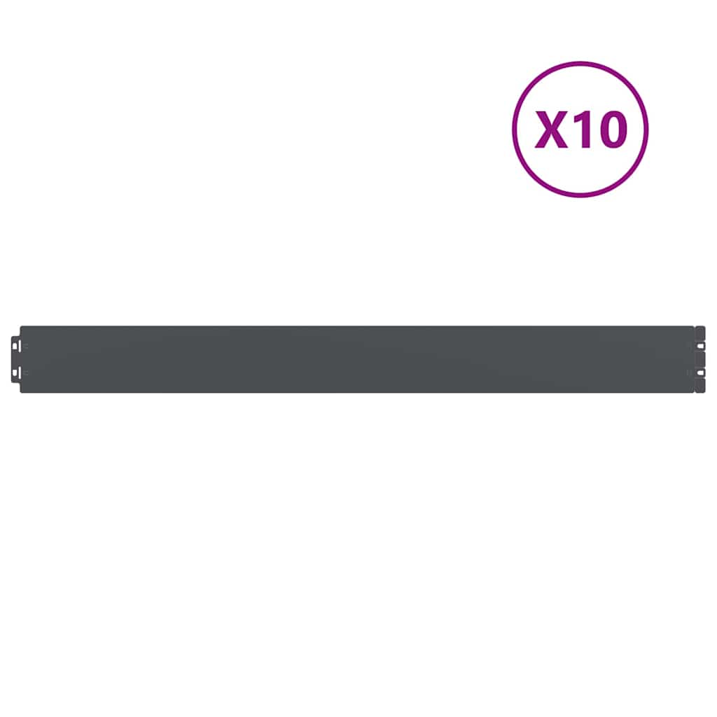 vidaXL Lawn Edging 10 pcs 10 x 103 cm Steel Anthracite 2