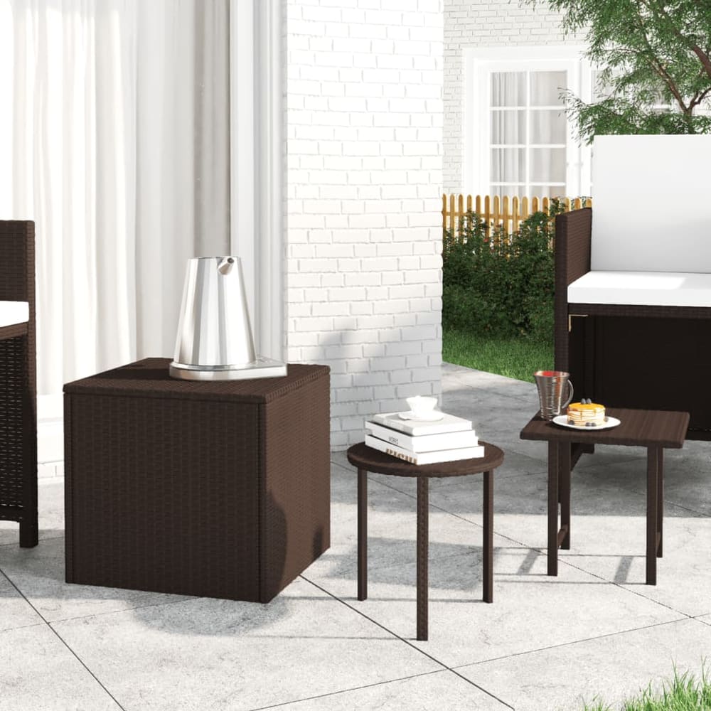 vidaXL Garden Side Tables 3 pcs Brown Poly Rattan 1