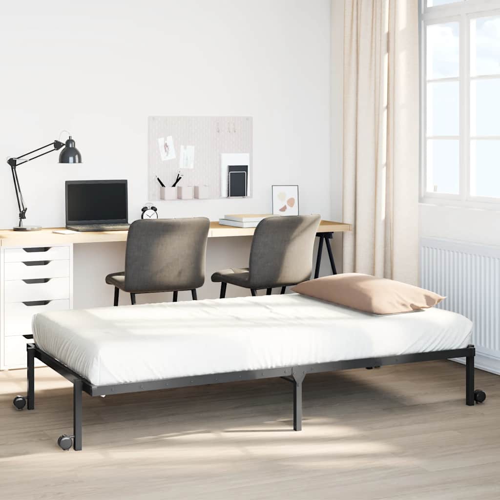 Bed Frame without Mattress Foldable Steel Black 75 cm 190 cm