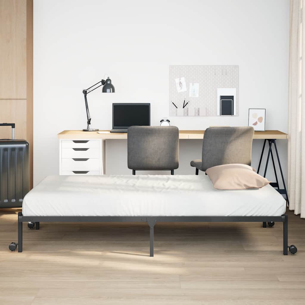 Bed Frame without Mattress Foldable Steel Black 90 cm 200 cm