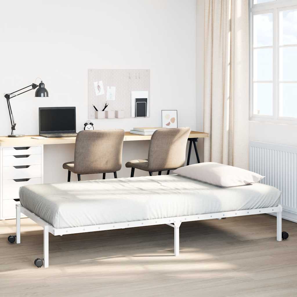 Bed Frame without Mattress Foldable Steel White 75 cm 190 cm