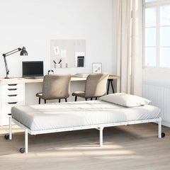 Bed Frame without Mattress Foldable Steel White