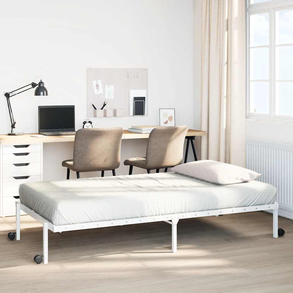 Bed Frame without Mattress Foldable Steel White 100 cm 190 cm