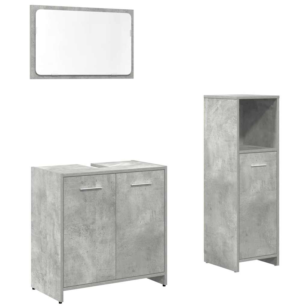 vidaXL 3 Piece Bathroom Furniture Set Concrete Grey Engineered Wood 2